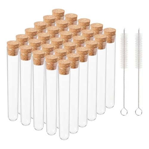 30Pcs 15 x 100mm Plastic Test Tubes with Cork Stoppers