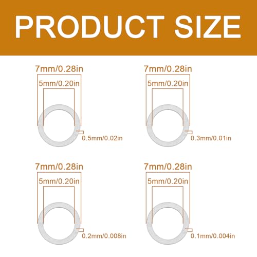 M5 x 7mm 304 Stainless Steel Shim Washers, Precision Spacers - size: M5x7