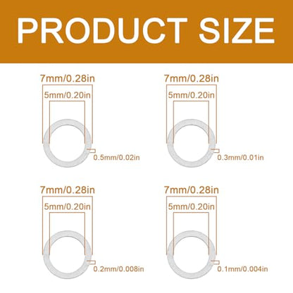 M5 x 7mm 304 Stainless Steel Shim Washers, Precision Spacers - size: M5x7