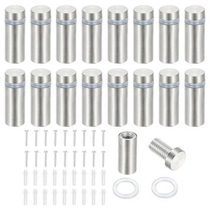 PATIKIL 1/2x1.2" Standoff Screws, 16 Pack Stainless Steel Stand Off Wall Mounts Wall Sign Mounting Hardware Advertising Standoff Nail for Hanging Acrylic Signs Picture Frame, Silver - size: 1/2x1.2"