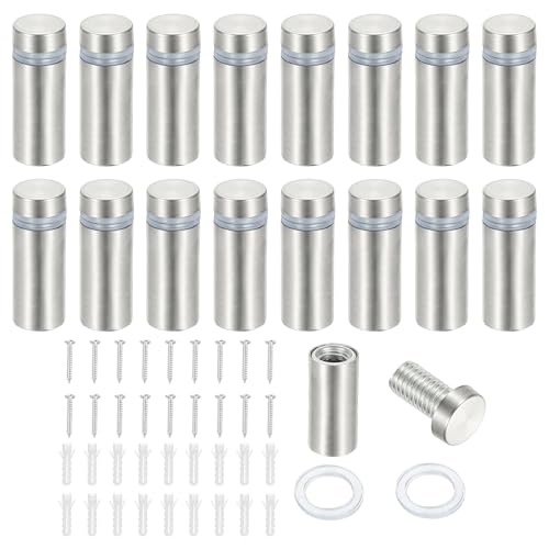 PATIKIL 1/2x1.2" Standoff Screws, 16 Pack Stainless Steel Stand Off Wall Mounts Wall Sign Mounting Hardware Advertising Standoff Nail for Hanging Acrylic Signs Picture Frame, Silver - size: 1/2x1.2"