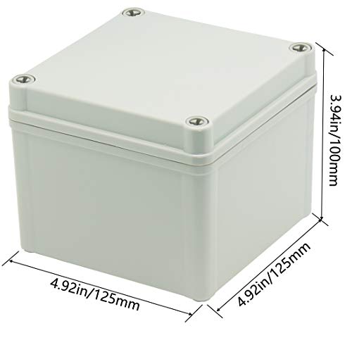 Zulkit Junction Box ABS Plastic Dustproof Waterproof IP67 Junction Boxes Universal Electrical Project Enclosure DIY Electronic Project Box Grey 4.92 x 4.92 x 3.94 inch (125 x 125 x 100 mm) - size: 4.92" x 4.92" x 3.94"