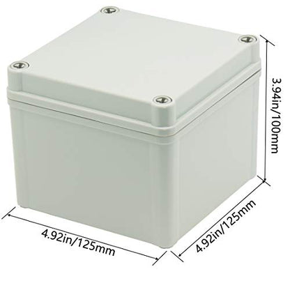 Zulkit Junction Box ABS Plastic Dustproof Waterproof IP67 Junction Boxes Universal Electrical Project Enclosure DIY Electronic Project Box Grey 4.92 x 4.92 x 3.94 inch (125 x 125 x 100 mm) - size: 4.92" x 4.92" x 3.94"
