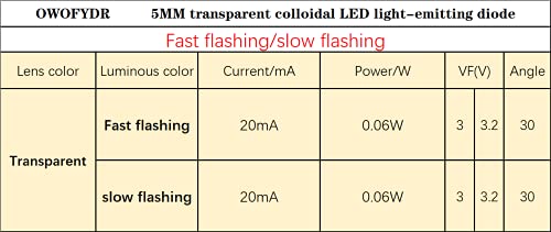 100PCS 5mm RGB Slow Flashing LED Diodes, Clear Lens - color: (Transparent) Slow Flash, size: 5MM