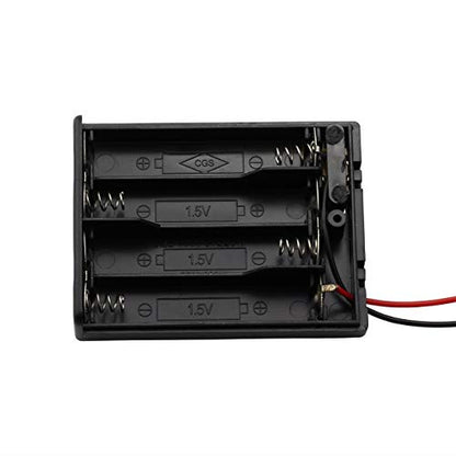 6 Pieces 4 Slots x 1.5V AAA Battery Case Holder Battery Spring Clip Storage Box Wire Leads with On/Off Switch - size: 6 x 4 Slots AAA with Switch