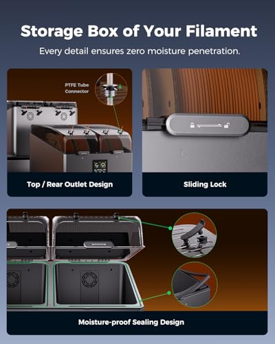 Creality Space Pi X4 Filament Dryer, 4 Spools Filament Dry Box with Dual-Chamber Heated Storage, Max 85℃ Temerature, Independent Temperature Control for PLA, PETG, ABS, TPU, Nylon, ASA - size: Space PI X4