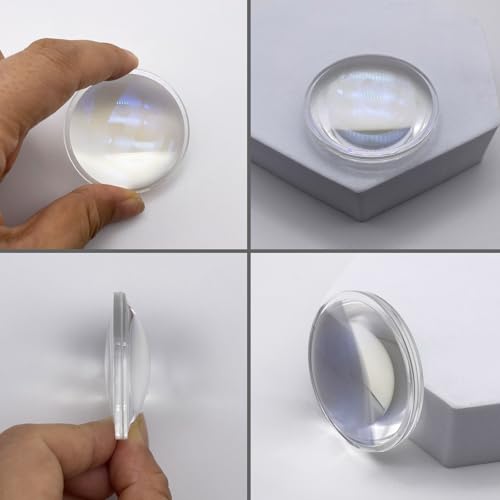 Double Convex Lens - 70mm Diameter, 145mm Focal Length, Optical biconvex Lens for Physics Experiments, Photography, Magnifying, and DIY Projects - Pack of 1pcs (69.8mm x H10.8mm x F145) - size: 69.8mm x H10.8mm x F145