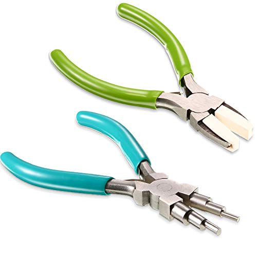 Mudder 2 Pcs Jewelry Making Tool 6 in 1 Bail Making Plier, Blue and Green - color: Blue and Green