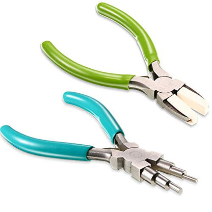 Mudder 2 Pcs Jewelry Making Tool 6 in 1 Bail Making Plier, Blue and Green - color: Blue and Green