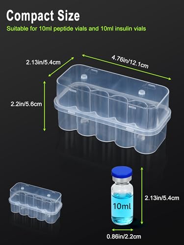 Peptide Case for Fridge, 10ml Vial Holder 10-Slot Insulin & Peptide Storage Case for 10ml Vials, Insulin Cooler Travel Case TSA Approved Vial Storage Case for Diabetic Organizer, GLP-1