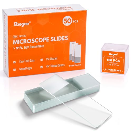 Microscope Slides and Covers, 50 Optical Float Glass Slides+100 Coverslips