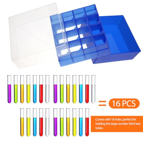 ULTECHNOVO Blue Centrifuge Tube Storage Box 3 Pack 50 ml Tube Holder Rack with Lid Freezer Container for Laboratory Test Tubes Scientific Research School and Personal Use