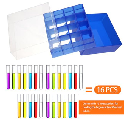ULTECHNOVO Blue Centrifuge Tube Storage Box 3 Pack 50 ml Tube Holder Rack with Lid Freezer Container for Laboratory Test Tubes Scientific Research School and Personal Use