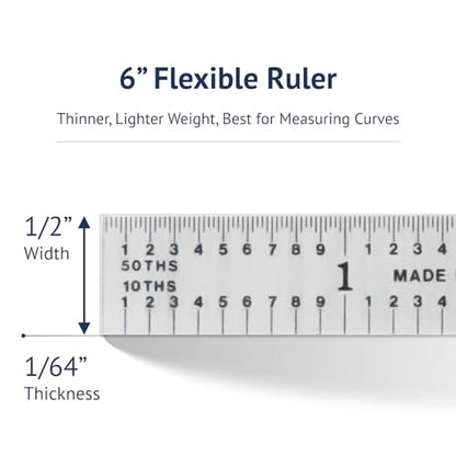 PEC Tools Metal Ruler, 6"/150mm - color: Flexible, size: 6"