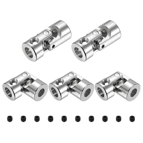 MECCANIXITY 5pcs Universal Joint Shaft Coupling, 5mm to 6mm Inner Dia Rotatable Steering Shaft U Joints Coupler with Screws for RC Car, Robot, Boat Drive Ship Motor Use - size: 5mm to 6mm