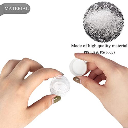 100PCS 5 Gram Sample Containers, 5ml Empty Jars with Lids, Small Cosmetic Containers, Mini Sample Jars with 8PCS Mini Spatulas for Make Up, Oils, Lotion, Powder, Paint, Jewelry, Lip Balms(White Lid) - color: White, size: 100 Count