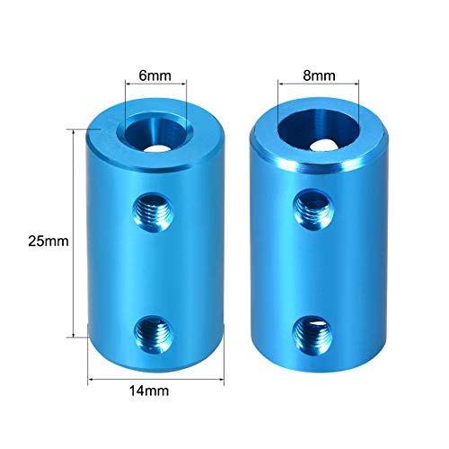 uxcell 6mm to 8mm Bore Rigid Coupling Set Screw L25XD14 Aluminum Alloy,Shaft Coupler Connector,Motor Accessories,Blue - size: 6mm to 8mm