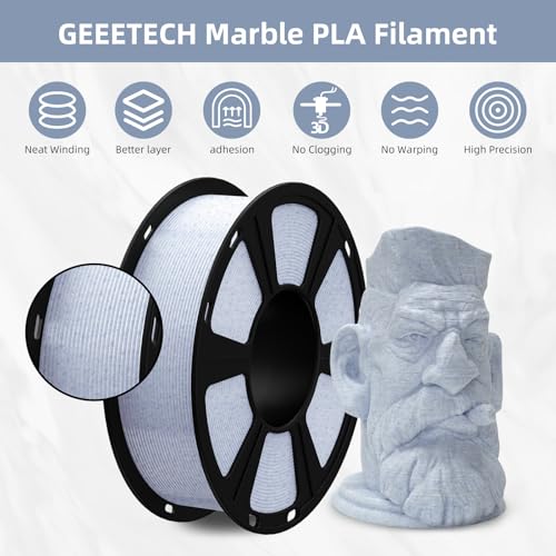 Geeetech Marble PLA Filament 1.75mm White-Blue Stone Color for Bambu AMS - color: 1kg Marble White-blue