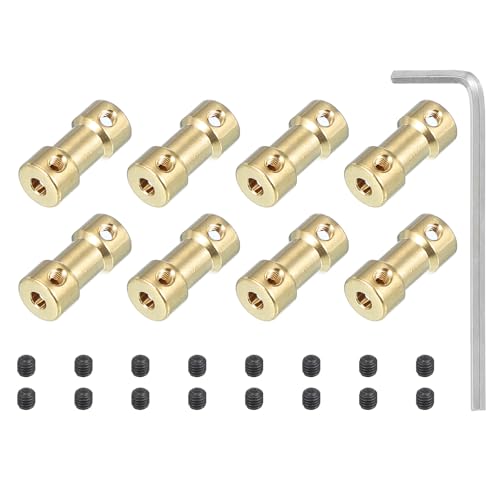 PATIKIL Brass Shaft Coupling Joint 3.2mm to 5mm, 8 Pcs Motor Shaft Coupler Extension Connector Rigid Sleeve Adapter Transmission Joint with Screws for RC Car Tires Shaft Motor - size: 3.2mm to 5mm