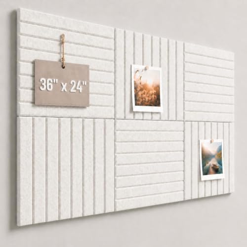 Stripe Felt Bulletin Board Tiles, Cork Board Alternative 24 x 36 in - color: Ivory White, size: 24" x 36"