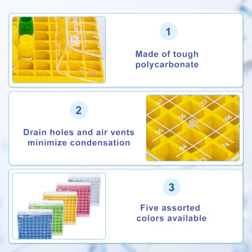 2in PC Cryo Boxes, 81-Well Tube Racks, Case of 20, Yellow - color: Yellow, size: 2in,81-well