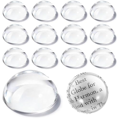 12 Pcs Crystal Dome Magnifying Paperweight, 6X Dome/Paperweight Magnifier Clear Distortion-Free Optics Convex Lens Set for Physics Classroom Home Decor, Paper Weights for Outdoor Events, 1.6inch