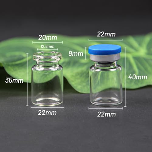 100 Pack 5ml Clear Glass Vials with Caps – 1.5 Dram Lab Headspace Vials - color: Clear Vial Blue Cap, size: 5ml