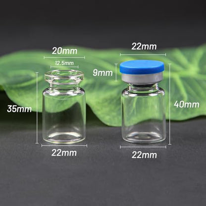 100 Pack 5ml Clear Glass Vials with Caps – 1.5 Dram Lab Headspace Vials - color: Clear Vial Blue Cap, size: 5ml