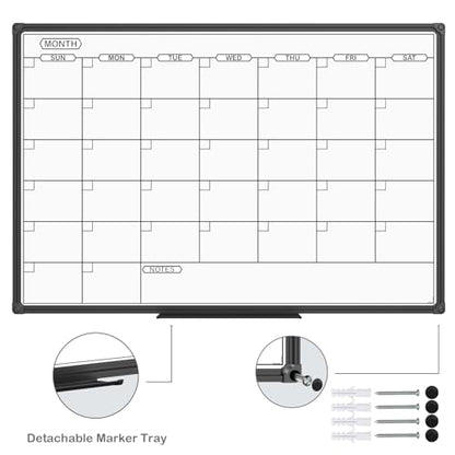 JILoffice Dry Erase Calendar Whiteboard - Magnetic White Board Calendar Monthly 36 X 24 Inch, Black Aluminum Frame Wall Mounted Board for Office Home and School - color: Black, size: 36"W x 24"H