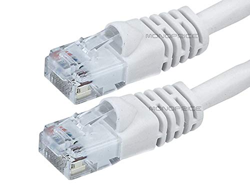 Monoprice Cat5e Ethernet Patch Cable - RJ45, Stranded, 350Mhz, UTP, Pure Bare Copper Wire, 24AWG, 5 Feet, White - color: White, size: 5 Feet
