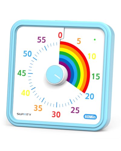 8-Inch Large Visual Timer for Kids 60-Minute Classroom Timer Magnetic - color: Blue-rainbow