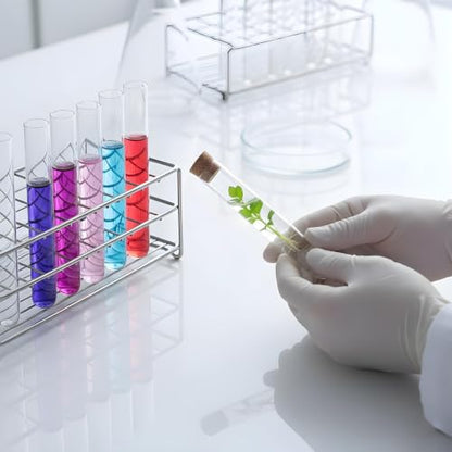 25Pcs Clear Plastic Test Tubes with Cork Stoppers, 15 * 100mm (10ml)