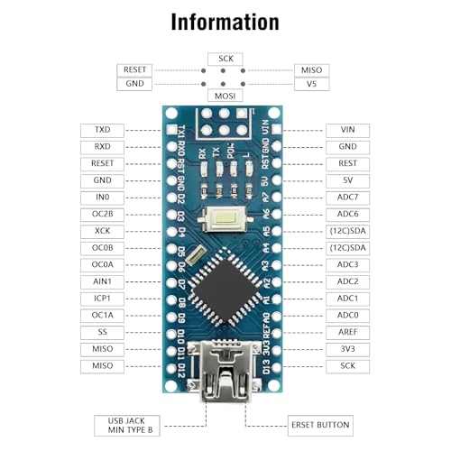 Nano V3.0 Board with Cable, AYWHP 1PCS Nano Board ATmega328P, CH340G Chip 5V 16M, Microcontroller Compatible with Arduino Nano (Mini USB Port) - size: 1