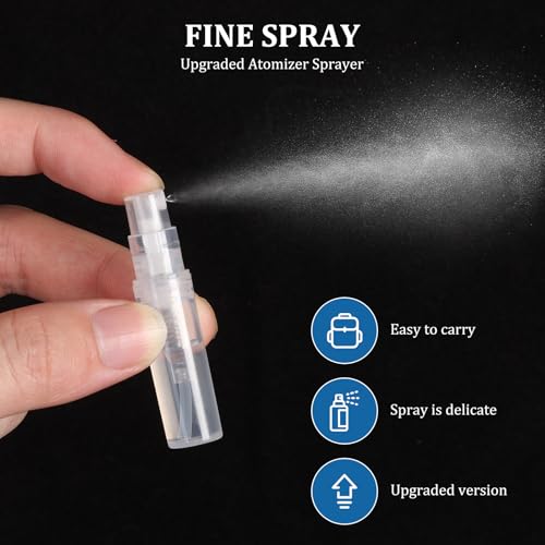 Chiallco Mini Perfume Sample Bottles, 2 ml Plastic Small Spray Bottle 10 Pack, Fine Mist, Portable Perfume Travel Refillable Bottle, Upgraded atomizer sprayer, Clear - style: 2ML