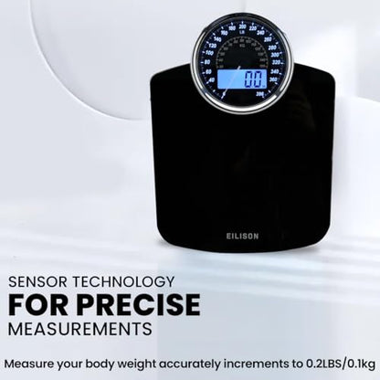 EILISON 2-in-1 Digital & Analog Bathroom Scale, 400 lbs, Large Display - color: Black