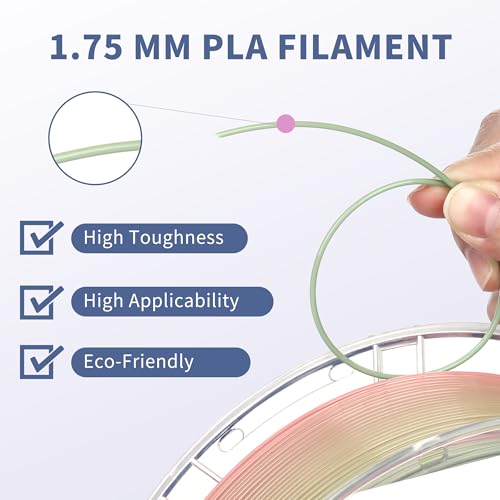 Rainbow 3D PLA Printer Filament 1.75 mm, Matte 3 D PLA Printing Print Filament +/-0.03mm, 1kg/2.2lbs - color: Matte Rainbow