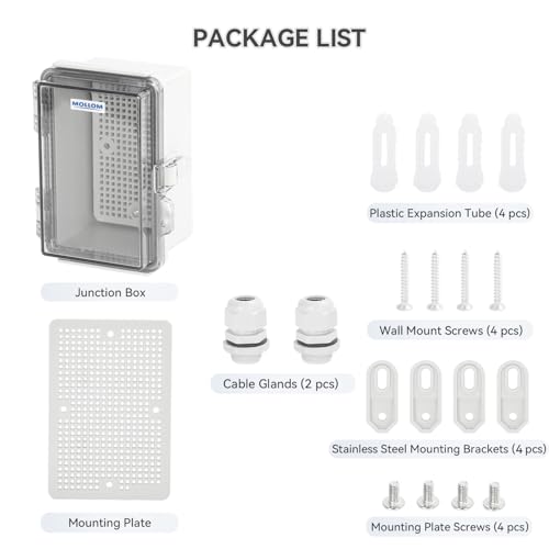 Mollom Transparent Cover Outdoor Junction Box (5.9x3.9x3.5In) - size: 5.9x3.9x3.5"