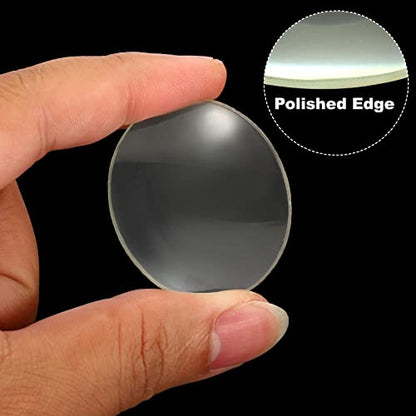PATIKIL Focal Length Double Convex Lens, 2 Pack 40mm Diameter 6mm Height Glass Optically Polished Round Edges Lens for Physics Experiment, Clear