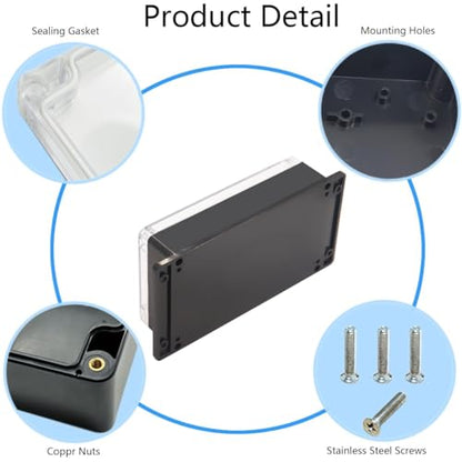 Junction Box IP65 Waterproof ABS Plastic Electrical Project Case Power Junction Boxes, Clear Cover Project Box with Fixed Ear 7.87x4.72x2.2 inch (200 x 120 x56 mm) - color: Clear, size: 7.87"x4.72"x2.2"