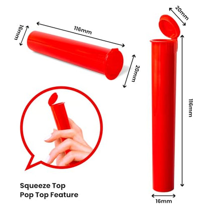 116mm Pop Top Tubes (1000 Qty.) (Red) - color: Red