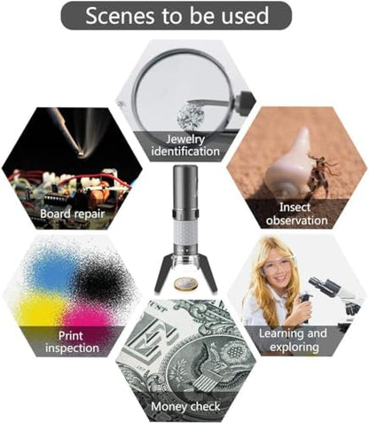 Jiusion 4K 50-1000x WiFi USB Digital Handheld Microscope with Metal Stand - color: Grey