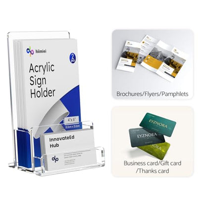 HIIMIEI Brochure and Business Card Holder: Acrylic Flyer Holder 5.5 x 8.5 - size: 5.5x8.5