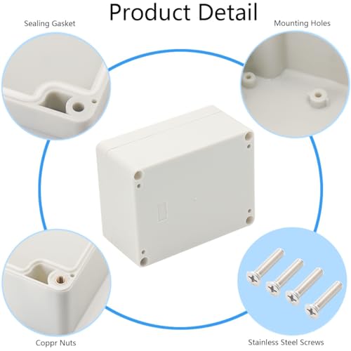 Project Box IP65 Waterproof Junction Box ABS Plastic Electrical Boxes DIY Electronic Project Case Power Enclosure White 4.53x3.54x2.17 inch (115 x 90 x55 mm) - color: White, size: 4.53"x3.54"x2.17"
