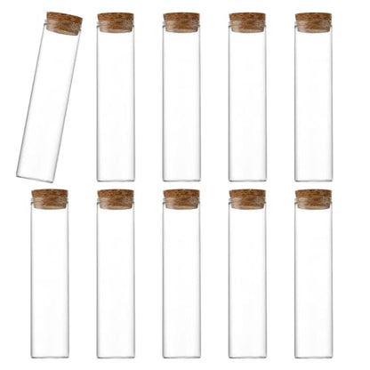 10PCS 60ml/2oz Empty Clear Borosilicate Glass Test Tubes Flat Test Tubes with Cork Stoppers Vials Jars Container Holder Message Bottle for Scientific Experiments Bath Salt Tea Candy Party Favor