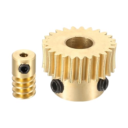 uxcell Worm Gear Set Right Rotation 25T 0.5 Module 1:25 Reduction Rate - size: Gear-5mm, Rod-2mm Bore, style: 0.5M-25T