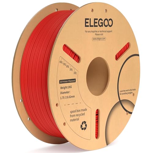 ELEGOO PLA Plus 3D Printer Filament 1.75mm Red 1KG, Tougher & Stronger | Upgrade PLA Filament, Less Tangle & No Clogs, +/- 0.02mm Accuracy, Moisture Sealed, 1kg Spool Fits Most FDM 3D Printers - color: Red, size: 1KG