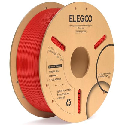 ELEGOO PLA Plus 3D Printer Filament 1.75mm Red 1KG, Tougher & Stronger | Upgrade PLA Filament, Less Tangle & No Clogs, +/- 0.02mm Accuracy, Moisture Sealed, 1kg Spool Fits Most FDM 3D Printers - color: Red, size: 1KG