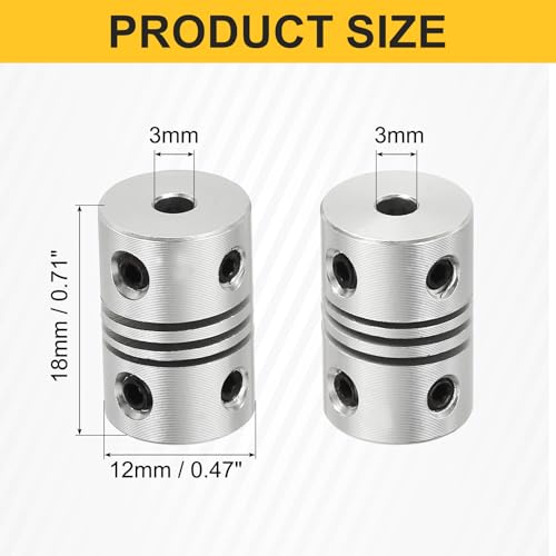 uxcell 4Pcs Flexible Couplings 3mm to 3mm Aluminum Alloy Joint Connector - size: 3mm to 3mm, style: D12 x L18mm