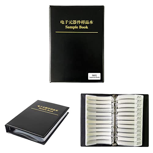 SMD Capacitor 0603 Book (0.5pF-2.2uF) SMT Chip Kit 90 Value x 50pcs = 4500pcs Capacitor Assortment Portfolio Folder Sample Book - size: C-0603