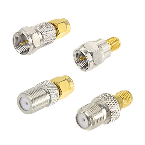 Superbat SMA to F Coax Adapter SMA Male/Female to F Male/Female Coaxial Cable Connector for HD Antenna TV Radio RG6 Cable etc. 4pcs - style: sma to f adapter